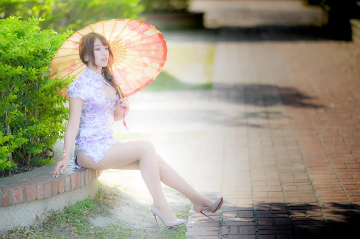 [Mzsock] NO.040 Listening Cheongsam, stockings, high heels and beautiful legs, outdoor shot street photography#[87P]-72