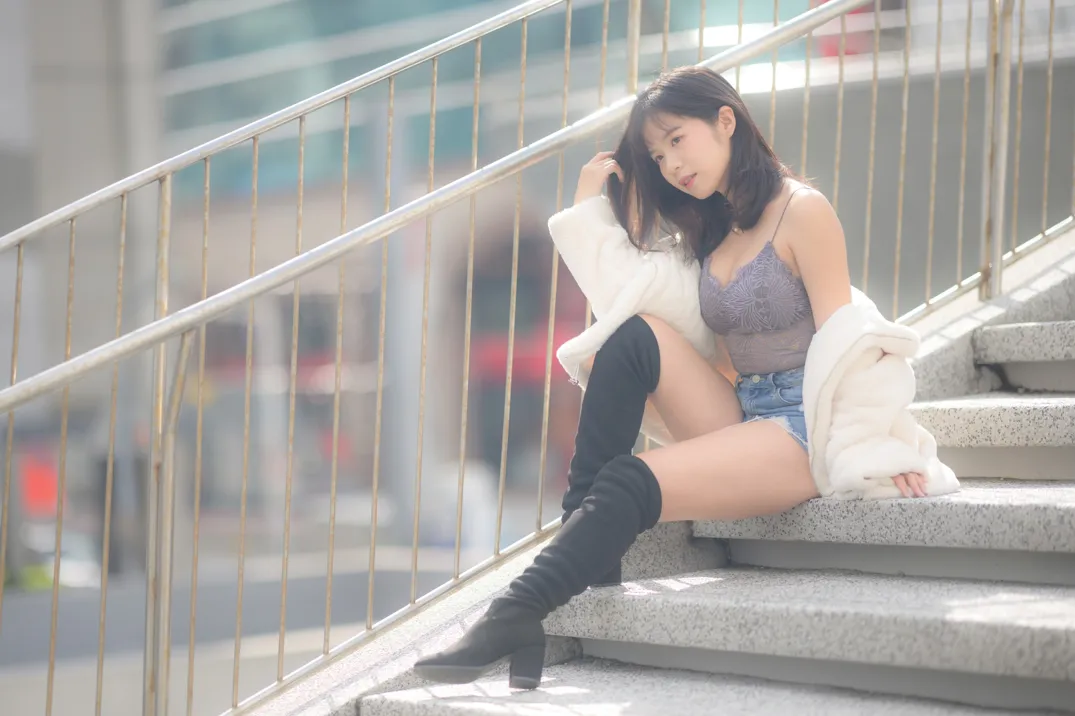 [Mzsock] NO.215 YoYo denim shorts and boots street photography#[105P]-35